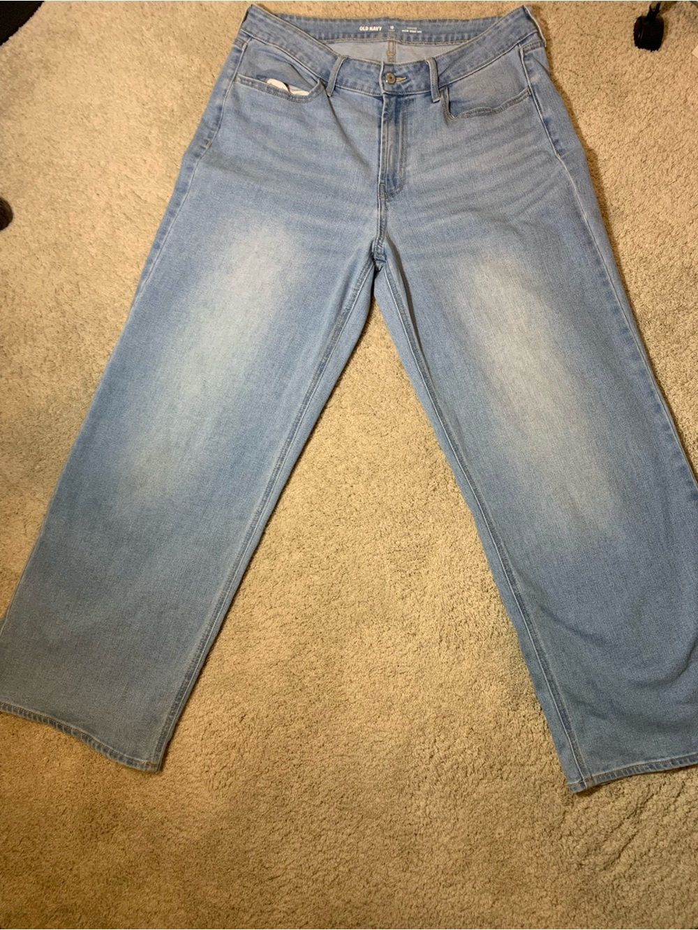 Old Navy Wow Wide Leg Jeans Women’s 12 Blue High Rise Stretch Denim Pants